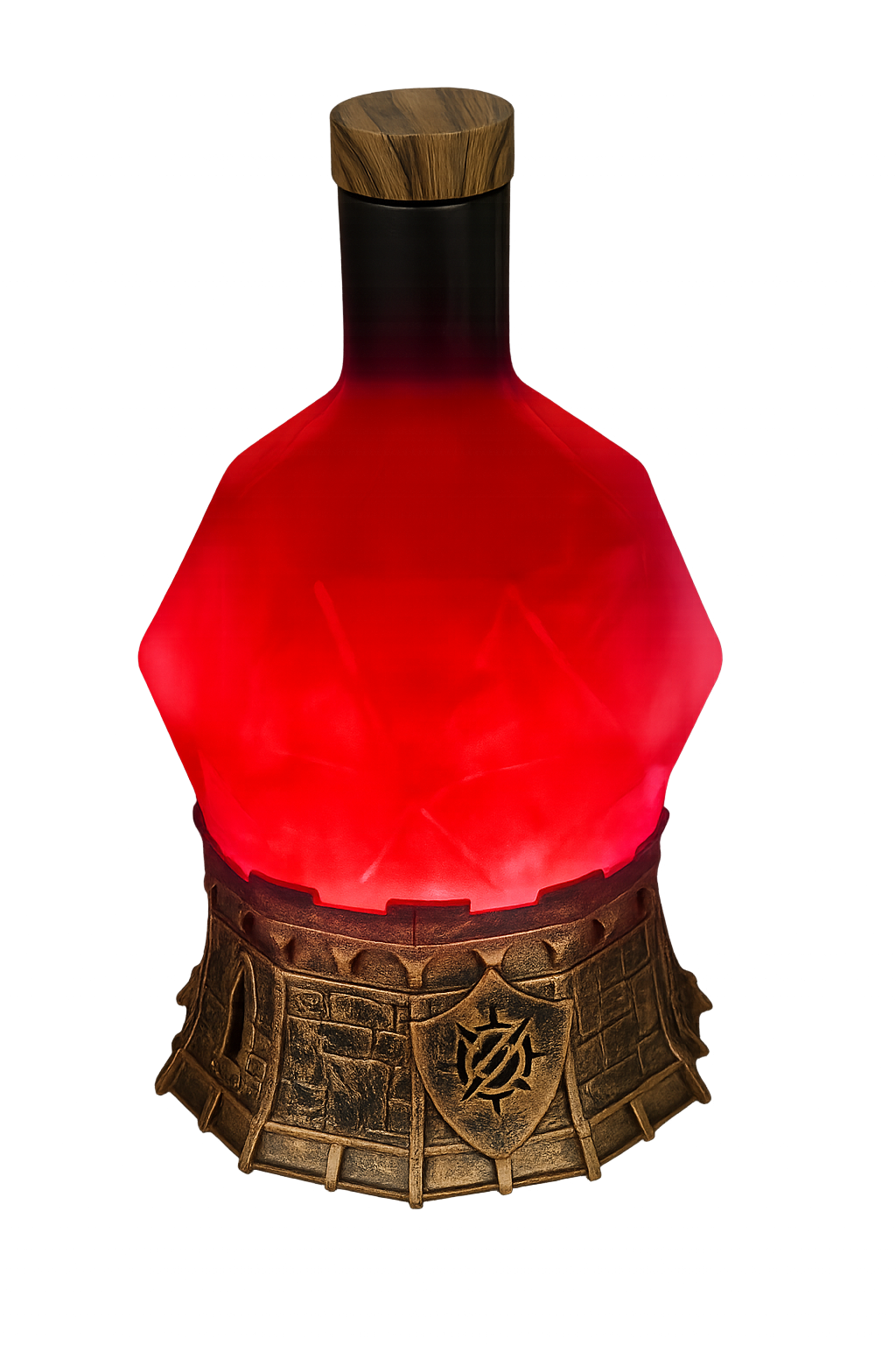 Lámpara de ambiente en forma de poción roja de Enhance Gaming, con base medieval y luz brillante para decoración friki y setups de juegos
