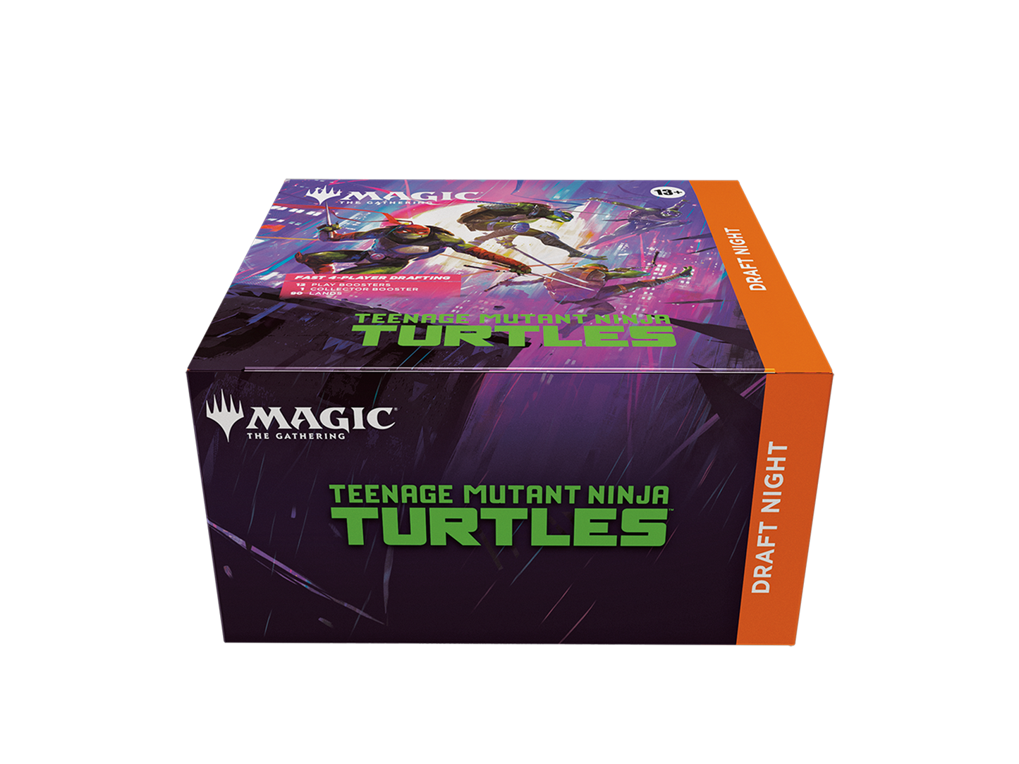 Caja Draft Night de Magic The Gathering Teenage Mutant Ninja Turtles con ilustración de las Tortugas Ninja en combate.