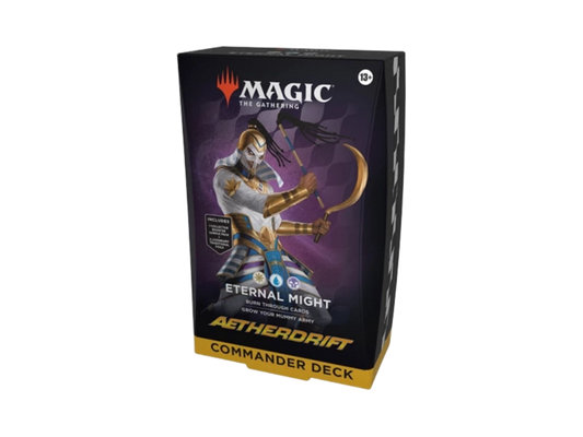 Mazo Commander Eternal Might de Magic The Gathering Aetherdrift en inglés, deck precon oficial de Wizards of the Coast