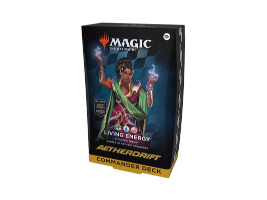Mazo Commander Living Energy de Aetherdrift para Magic The Gathering, precon centrado en la mecánica de energía