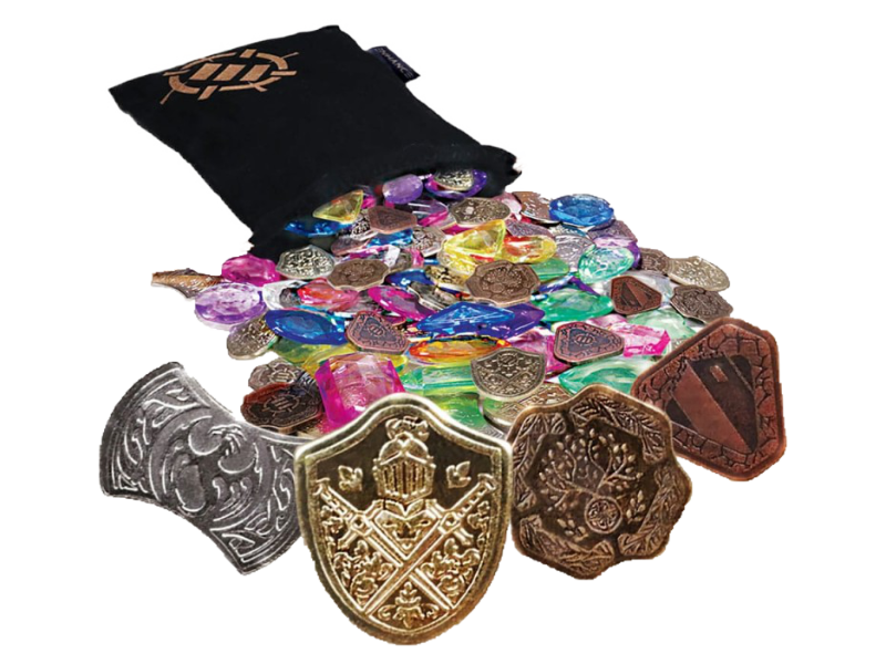 Enhance Tabletop Series Treasure Token Set con monedas metálicas y gemas para Dungeons & Dragons y TCG
