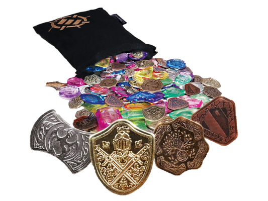 Enhance Tabletop Series Treasure Token Set con monedas metálicas y gemas para Dungeons & Dragons y TCG