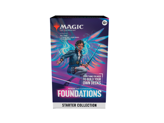 Caja Starter Collection Foundations de Magic The Gathering con ilustración del personaje y contenido para construir mazos

