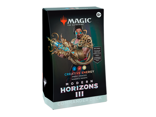 Magic The Gathering Modern Horizons 3 Commander Deck Creative Energy – ilustración del personaje con artefacto de energía